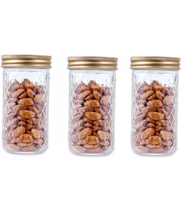 CROCO JAR - Gold Glass Food Container ( Pack of 3 )