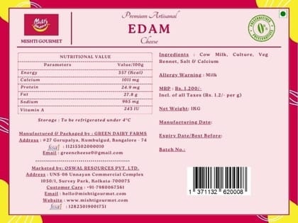 Edam Cheese Block 1KG