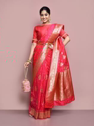 Pink Banarasi  Silk Saree
