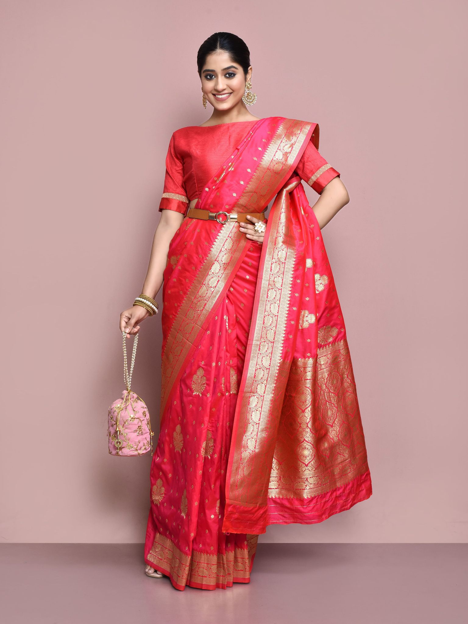 Pink Banarasi  Silk Saree