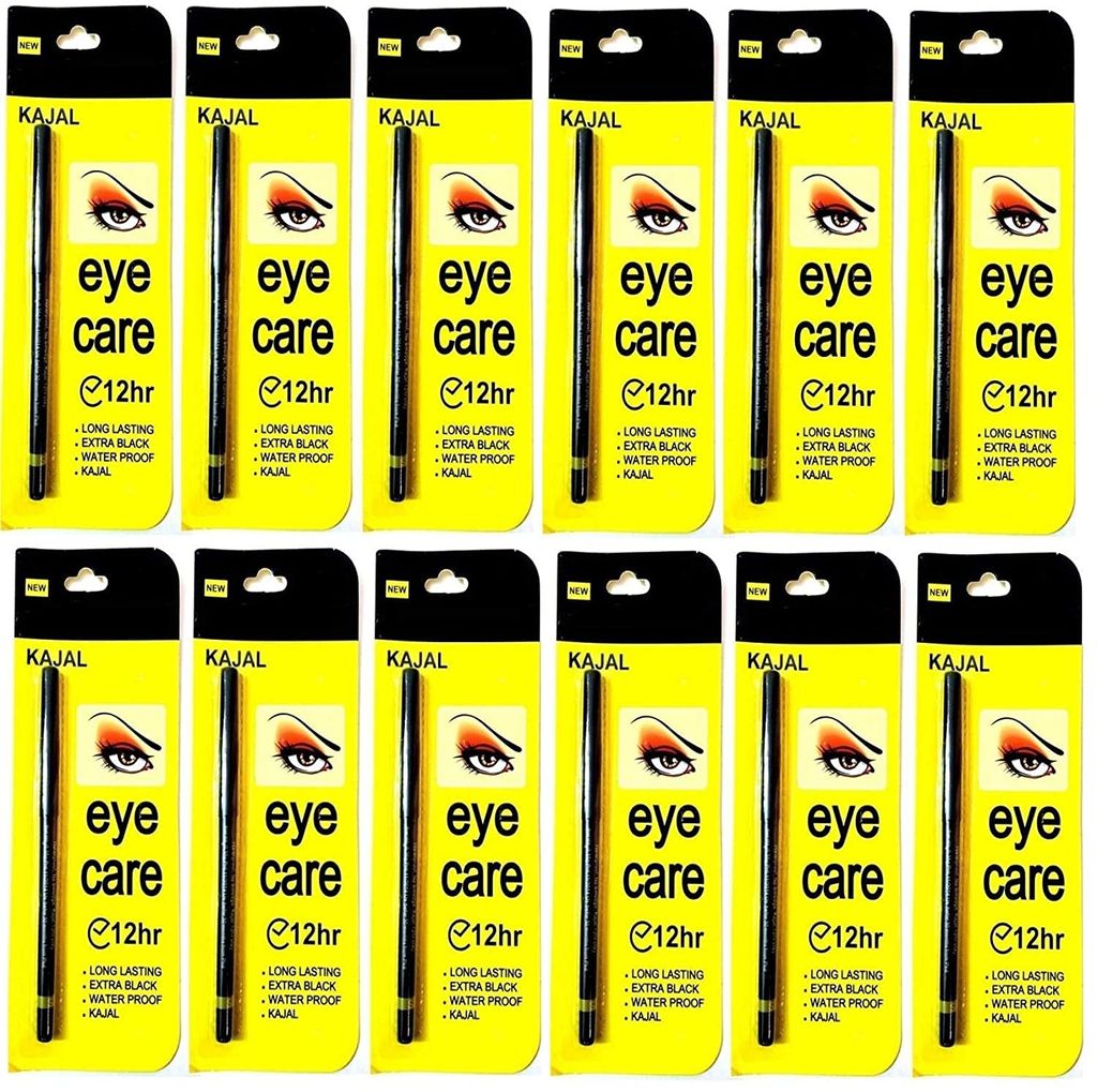 Elecsera Eye Care Kajal Long Lasting Extra Black Waterproof pack of 12 (Black, 12.6 g) - Makeup - Eyes | Buy online on ZillyBuy