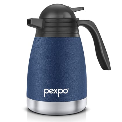 Pexpo Stainless Steel Vacuum Insulated Carafe, Tea/Coffee Pot, 1000 ml, Denim Blue, Cosmo | Leak-Proof & Keeps Drinks Hot/Cold for 24 Hours