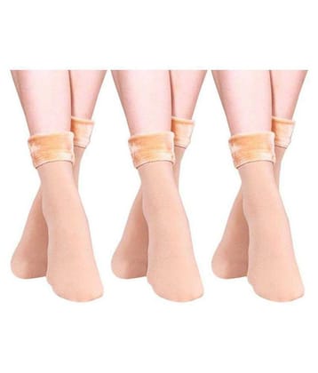 TOTAL HEALTH - Beige Velvet Womens Mid Length Socks ( Pack of 3 ) - None