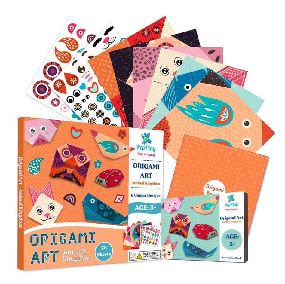         PepPlay Paper Origami Art Animal Kingdom | Educational Toys | Learning Activity | Easy & Fun Way of Early Learning | Brain Activity | Kids Education | Nursery | Kids Age 3+ Years Multicolor       