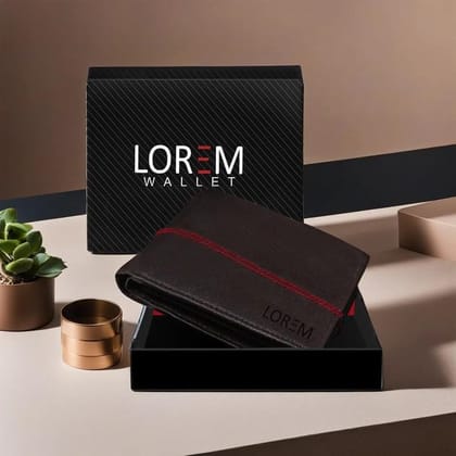 LOREM Brown Out Color Stitching Bi-Fold Faux Leather 4 ATM Card Slots Wallet for Men WL07-UF