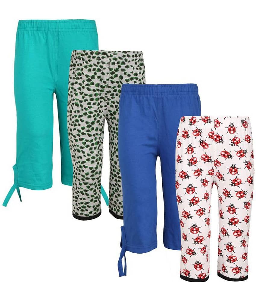 Sini Mini Pack of 4 Girls Cotton Capris ( Multicolor )