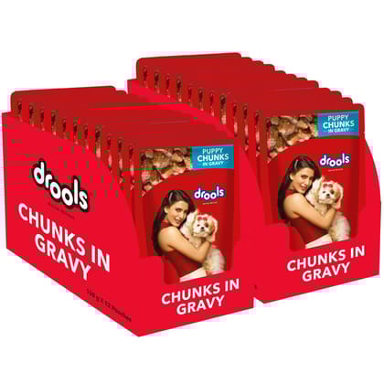 Drools Puppy Wet Dog Food, Real Chicken and Chicken Liver Chunks in Gravy, 30 Pouches (30 x 150g)