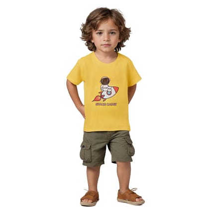 Boys T shirt Cotton Dandelion Yellow Space Cadet