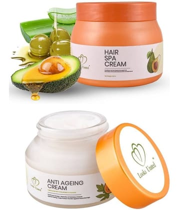 Looks United Hair Spa Cream (500GR) With Anti-Ageing Cream (50GR) Pack Of 2