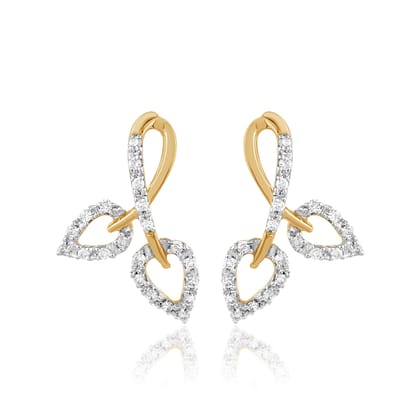 Senco Gold Twin Floral Diamond Studs (1.9 gram / 0.18 Ct / HI-SI / 14K Yellow Gold)