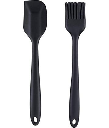 Baskety Silicone Spatula and Basting Pastry Brush Mixing Spatula ( Pack of 2, Black )