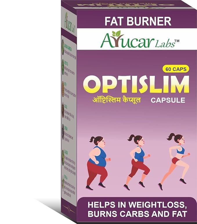 Ayucar Labs Optislim Ayurvedic Capsules for Weight Management & Metabolism 60 Veg Capsules | With Garcinia, Guggul, Green Tea & Triphala
