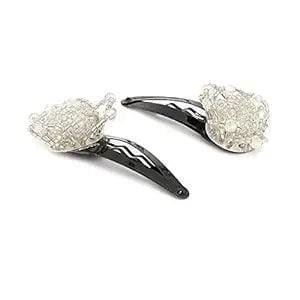 White Beaded Tic Tac Hair Clip
