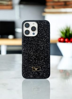 Black Crystal Glitter Bae Case for iPhone 16 Pro