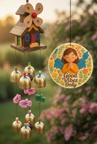 Paradigm Pictures Feng Shui Wind Chime for Home Decor Items | Vastu Hanging Bell for Balcony, Bedroom & Living