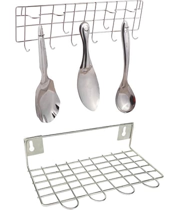 JISUN - Silver Stainless Steel Dish Racks ( Pack of 2 )