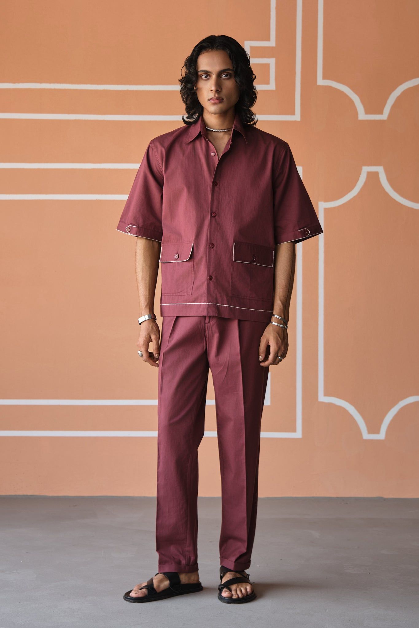 KALAM SHIRT SET- VINO-XS