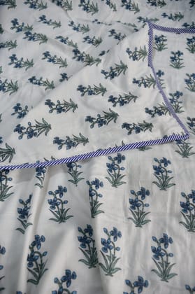 Blue Buti  Mul Mul Reversible Cotton Dohar Single (Pair) Blue Buti  Mul Mul Reversible Cotton Dohar Single (Pair)