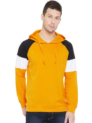 Yellow/Black/White Men Full Sleeves Hooded T-Shirt - M Yellow/Black/White Men Full Sleeves Hooded T-Shirt - M