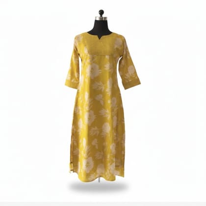 Mustard Yellow Floral Printed Kurti