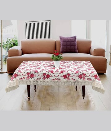 Crosmo Printed PVC 4 Seater Rectangle Table Cover ( 154 x 102 ) cm Pack of 1 Pink