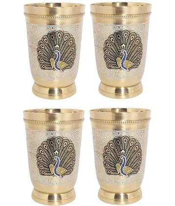 A & H ENTERPRISES - Brass Glasses Set 250 ml ( Pack of 4 )
