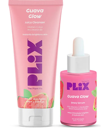 Plix Vitamin C Guava Combo, Juicy Cleanser & Face Serum For Skin Brightening(Pack of 2)