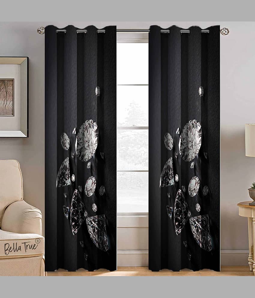BELLA TRUE  Set of 2 Window SemiTransparent Eyelet Polyester Multi Color Curtains ( 152 x 113 cm )