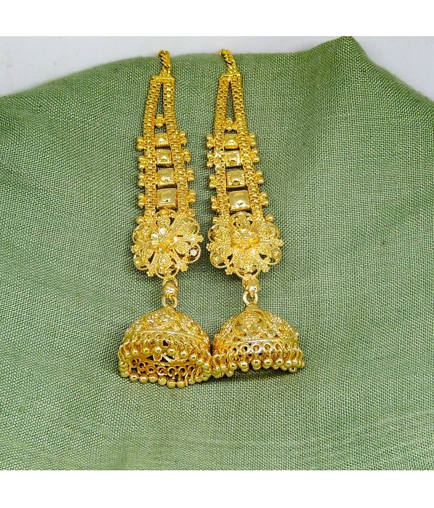 LUV FASHION Golden Drop Earrings ( Pack of 1 )