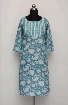 Cotton Collar Kurti With Sleeves