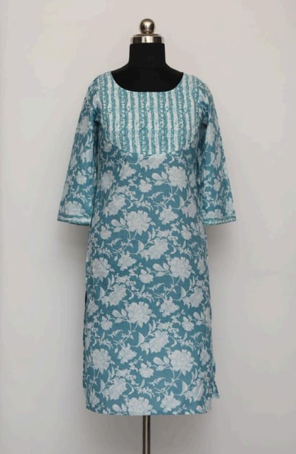 Cotton Collar Kurti With Sleeves