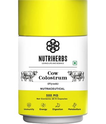 Nutriherbs Cow Colostrum  500 mg - 60 Capsules | Helps to Immunity Booster | Improves Appetite for Men and Women