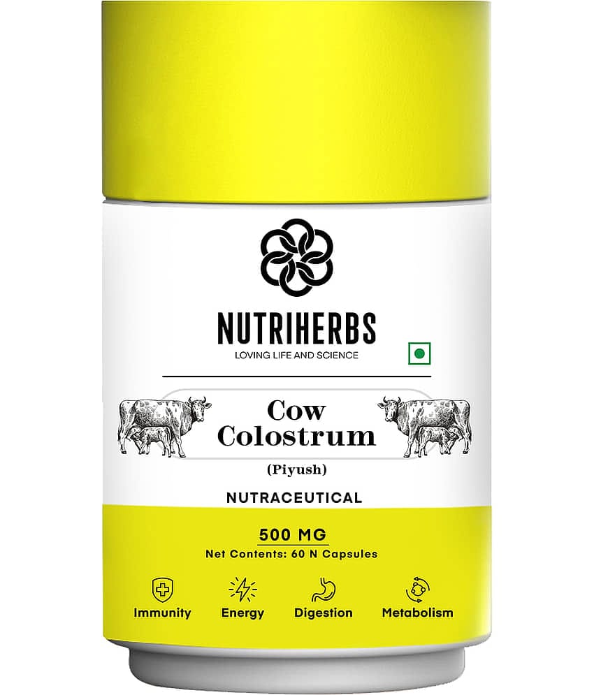 Nutriherbs Cow Colostrum  500 mg - 60 Capsules | Helps to Immunity Booster | Improves Appetite for Men and Women