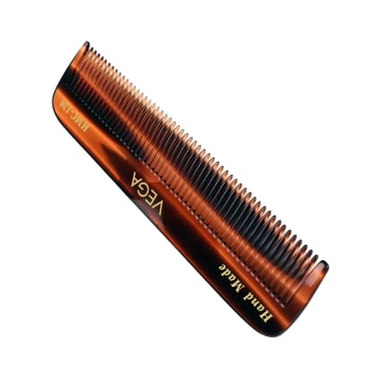 Vega Handcrafted Pocket Hair Comb for Men & Women, Detangling, Daily Grooming | Made from Cellulose Acetate Non-petroleum Based Material from Plant, (India's No.1* Hair Comb Brand, HMC-120) Vega Handcrafted Pocket Hair Comb for Men & Women, Detangling, D