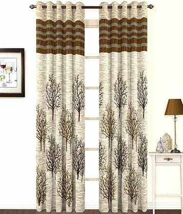Homefab India Set of 2 Window Eyelet Jute Curtains Printed Multi Color