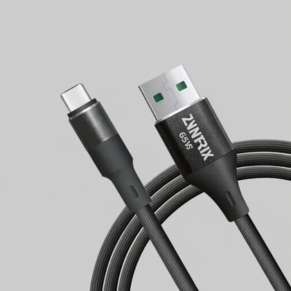 Zyntrix 65W Fast Charging USB-A to Type-C Cable, Data Transfer & Fast Charge, 1 Meter - Black