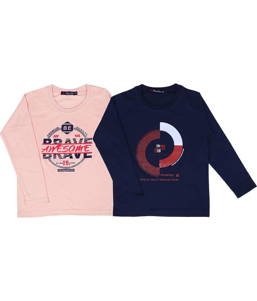 NEUVIN Pack of 2 Boys Cotton Blend T-Shirt ( Multi Color )