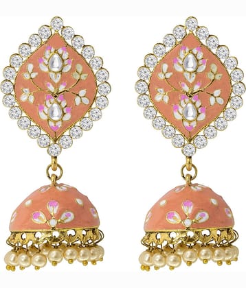 Spargz Meenakari Alloy Festive Wear Gold Plated AD Stone, Kundan & Pearl