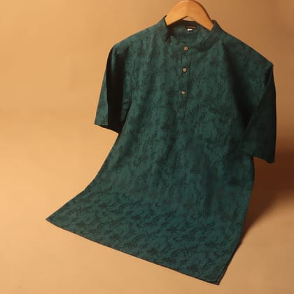 Jacquard Khadi Kurta Shirt #86-XS / Half Sleeve