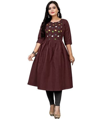 Rangrasiya - Maroon Cotton Women's Flared Kurti ( Pack of 1 )