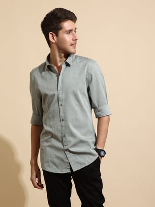 Shield Grey Semi Casual Full Sleeve Shirt-S