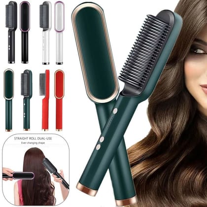 2 in 1 Ceramic Hair Straightener Brush for Women, Fast Straightening Comb Electric Hot with 30s Heating, Ionic Care, 5 Heat Settings, No Damage 2 in 1 Ceramic Hair Straightener Brush for Women, Fast Straightening Comb Electric Hot with 30s Heating, Ionic Care, 5 Heat Settings, No Damage
