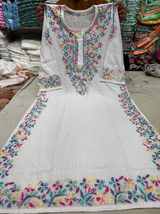 Dobby multi work kurti Fabric dobby cotton