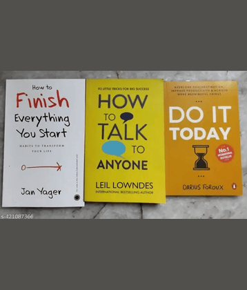 Combo Of 3 Books :- How To Finish Everything You Start + How To Talk Anyone + Do It Today (English, Paperback, Jan Yager, Leil Lowndes, Darius Foroux)