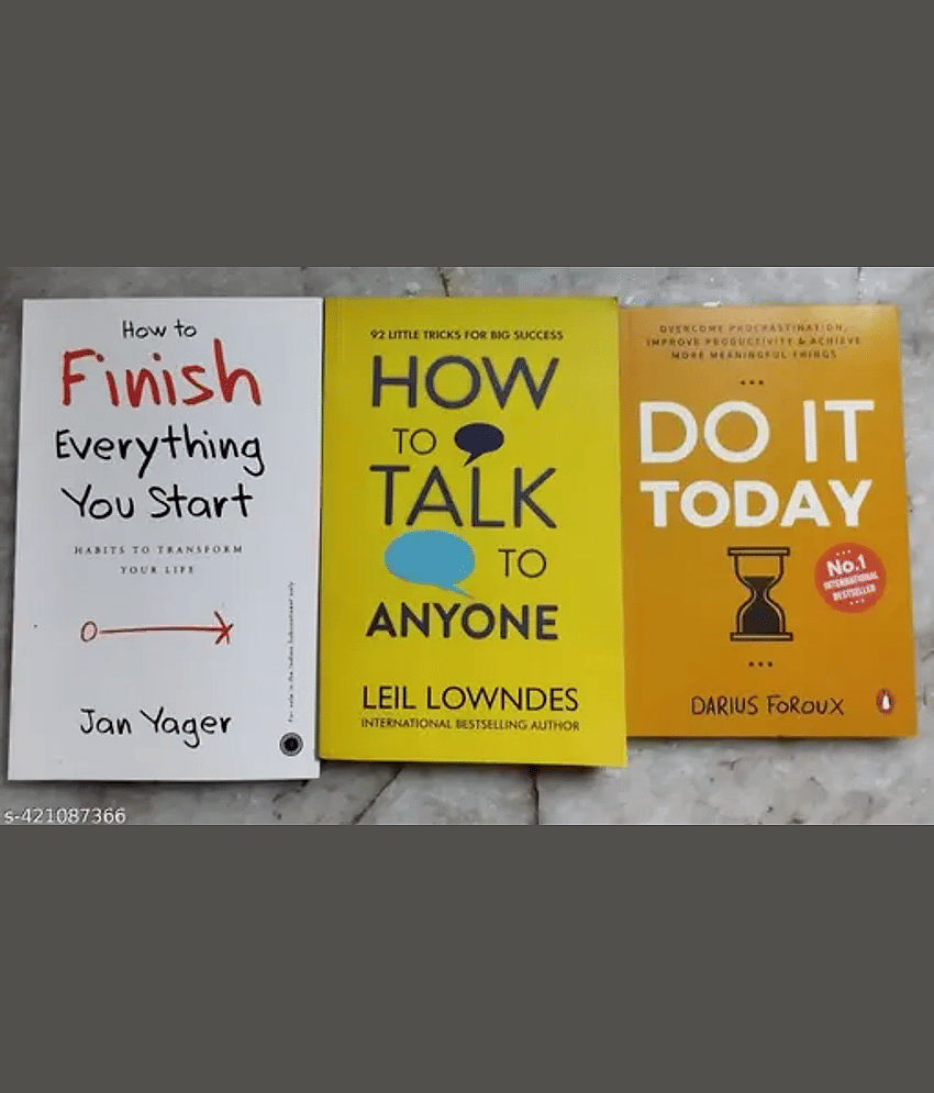 Combo Of 3 Books :- How To Finish Everything You Start + How To Talk Anyone + Do It Today (English, Paperback, Jan Yager, Leil Lowndes, Darius Foroux)