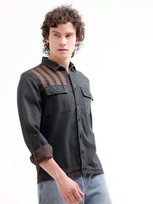 Rubans brown denim overshirt-L