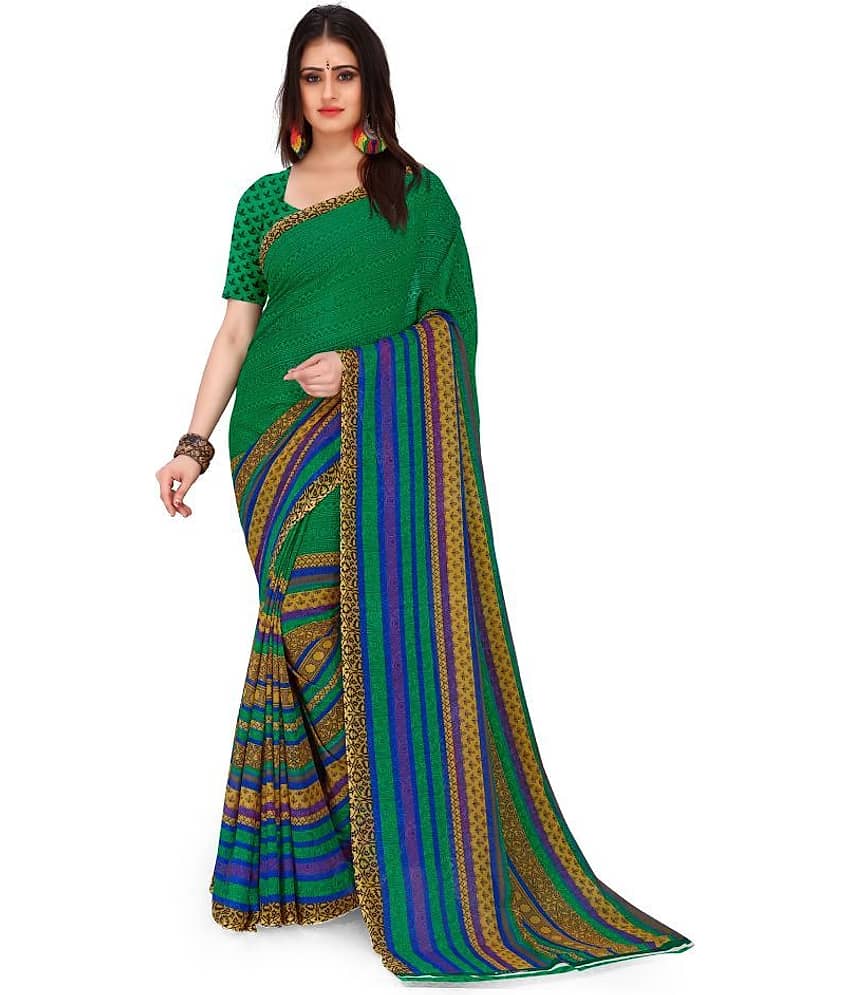 ANAND SAREES Georgette Printed Saree With Unstitched Blouse Piece ( Multicolor )