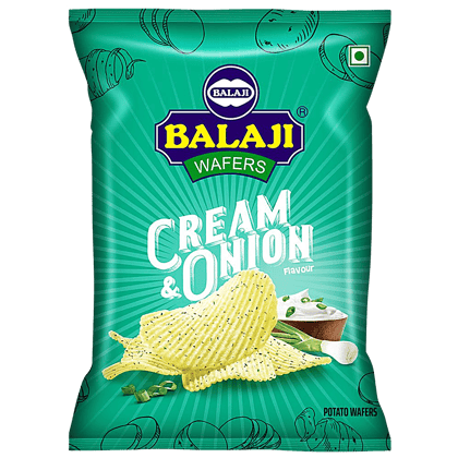 Balaji Cream & Onion Chips, 35 G Pouch