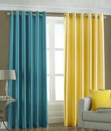 Homefab India Plain Semi-Transparent Eyelet Window Curtain 5ft (Pack of 2) - Multicolor