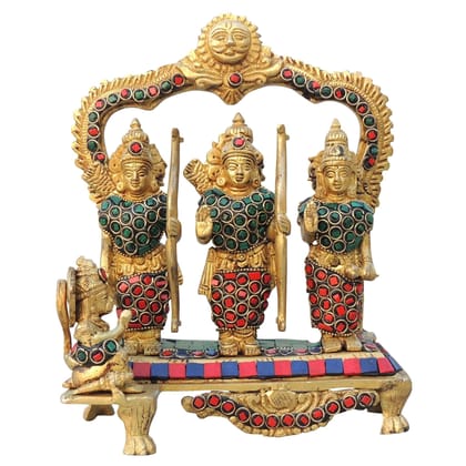 Brass Ram Darbar Statue | Premium Brass Ram Parivar Idol, Height : 9 Inch (BSMAS837 C)